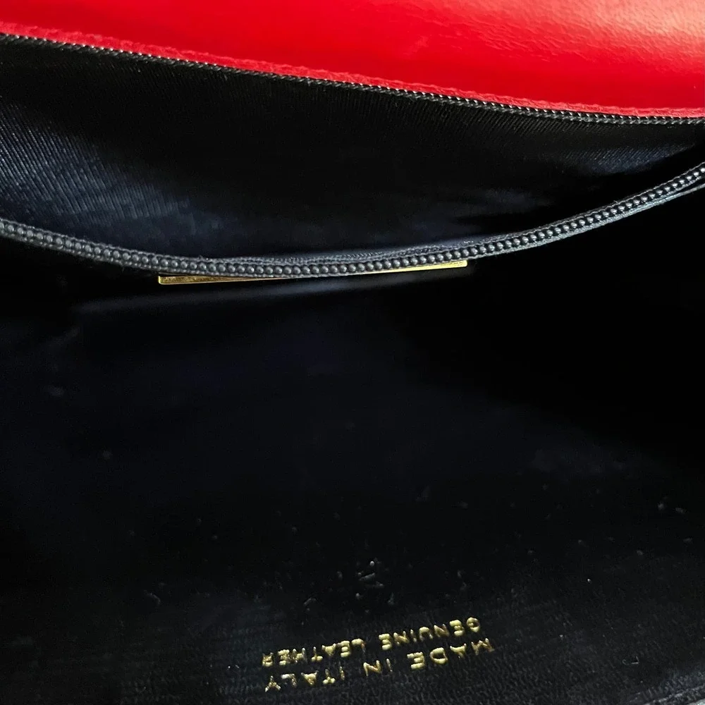 Valentino Garavani Vintage Red Leather Suede Whipstitch Luxury Saddle Bag - Picture 7 of 16